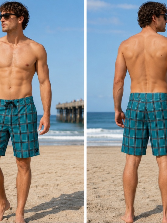 Hurley Other - Hurley Phantom Board Shorts Men's Teal Plaid Swim Trunks - Brand: